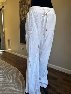 White Linen Drawstring Women’s  Pants
